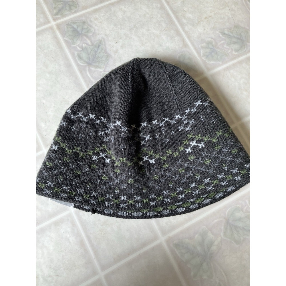 Columbia Beanie Hat 100% Acrylic Fair Isle Gray Green‎ Adult Men's One Size